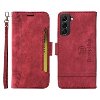 BETOPNICE 001 For Samsung Galaxy S22 5G PU-telefonveske med påtrykt sømlinje Dekor Telefondeksel Stand lommebok
