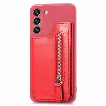 Lommebok telefonveske til Samsung Galaxy S22 5G Anti-Fall Silikon Telefonveske PU-skinn beskyttende deksel med glidelåslomme