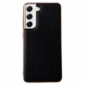 For Samsung Galaxy S22 5G mobiltelefon bakskall, støtsikkert nano galvanisering teksturert ekte skinnbelagt TPU-telefonveske Beskyttende deksel
