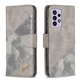 BINFEN COLOR BF04 for Samsung Galaxy A33 5G Crocodile Texture Støtsikker lommebok lær beskyttelsesveske til Stand