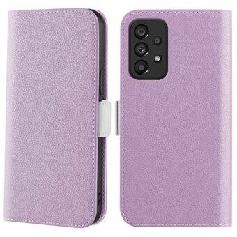 For Samsung Galaxy A33 5G All-around-beskyttelse Candy Color Stand Litchi Texture PU-skinn Mobiltelefonskall