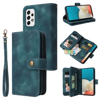 For Samsung Galaxy A33 5G Glidelåslomme PU-skinn Drop-proof telefondeksel Stand lommebok med stropper