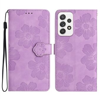 For Samsung Galaxy A33 5G lommebokdeksel PU lær Stand Telefonveske med påtrykt blomstermønster