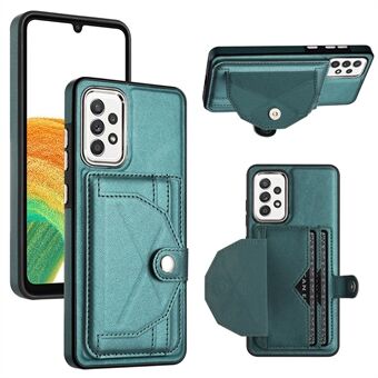 YB Leather Coating Series-4 kortholderveske for Samsung Galaxy A33 5G PU Lærbelagt TPU Kickstand telefondeksel