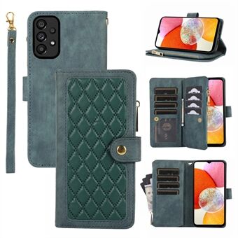 For Samsung Galaxy A33 5G Rhombus PU Leather Multiple Card Slots Case Glidelåslomme telefondeksel