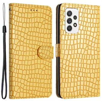 For Samsung Galaxy A33 5G skinndeksel Krokodilletekstur Horisontalt Stand lommebok telefonveske med håndstropp