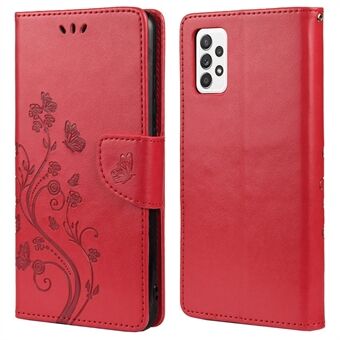 For Samsung Galaxy A53 5G Butterfly Flower Imprinted Leather Stand Lommebokdeksel Telefonveske