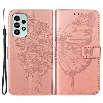 For Samsung Galaxy A53 5G magnetisk lås telefonveske med avtrykk av Big sommerfugl blomstermønster PU-skinn Anti-fall lommebokdeksel