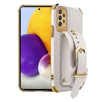 For Samsung Galaxy A53 5G Fasjonabelt beskyttelsestelefondeksel Krokodilletekstur Stativ Galvanisering Nøyaktig utskjæring PU-skinnbelagt TPU fleksibelt telefondeksel