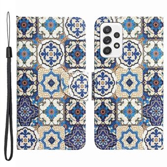 Stand lommebokveske for Samsung Galaxy A53 5G, Cross Texture PU-skinnmønster utskrift Folio Flip-telefondeksel
