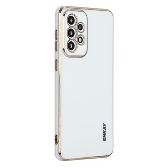 ENKAY HAT Prince For Samsung Galaxy A53 5G Myk Tynn TPU Støtsikker telefonveske Nøyaktig utskjæring kamerabeskyttelsesdeksel med gullgalvaniseringskanter