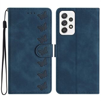 For Samsung Galaxy A53 5G- Stand , lommebok med sommerfugltrykk sprutsikkert PU-skinndeksel