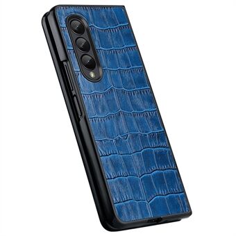 For Samsung Galaxy Z Fold4 5G Støtsikkert Crocodile Texture telefondeksel i ekte lær kuskinn lærbelagt PC sammenleggbart telefondeksel