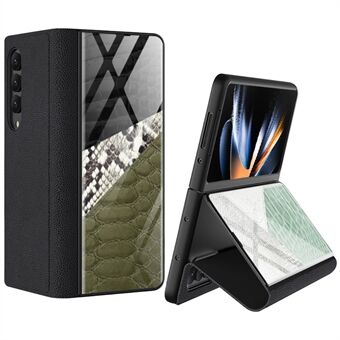 GKK For Samsung Galaxy Z Fold4 5G Stand Telefonveske Skjøting herdet glass + PU-skinn + PC Folio Flip-deksel