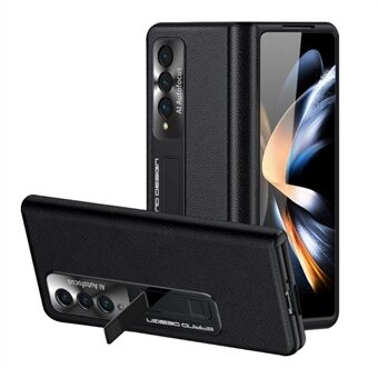 Phantom Series Phone Deksel For Samsung Galaxy Z Fold4 5G, PU-skinnbelagt PC Sammenleggbar Smartphone-beskyttelsesdeksel Stativ