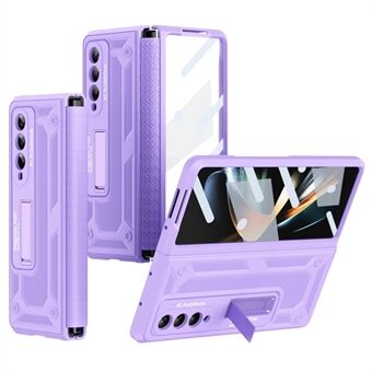 For Samsung Galaxy Z Fold4 5G Kickstand Hard PC sammenleggbar telefonveske Uttrekkbar hengselbeskyttelse Anti-fall deksel med herdet glass skjermfilm