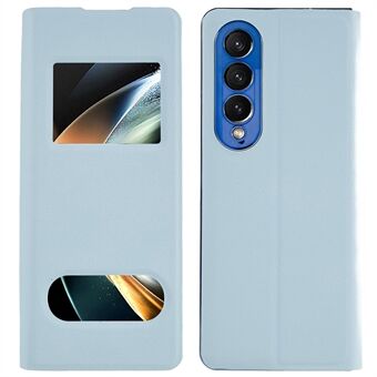 For Samsung Galaxy Z Fold4 5G PU Leather View Window Telefonveske Litchi Texture Scratch beskyttelsesdeksel for hele kroppen