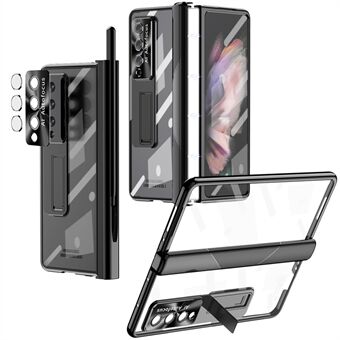 For Samsung Galaxy Z Fold4 5G magnetisk pennspor Hengsel PC-deksel Kickstand Transparent telefonveske med herdet glassfilm / Styluspenn