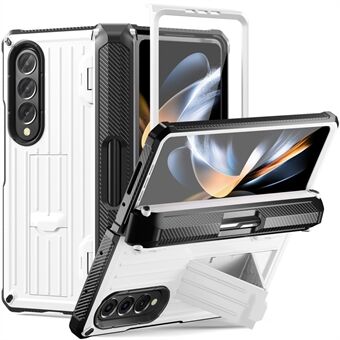 For Samsung Galaxy Z Fold4 5G Kickstand Telefonveske Pennholder Hengsel PC+TPU-deksel med PET-skjermbeskytter