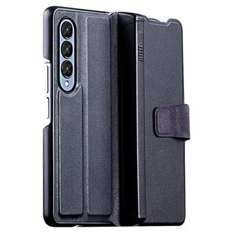 For Samsung Galaxy Z Fold4 5G PU-lærtelefonveske med magnetisk pennholder Stand Kortspordeksel - svart