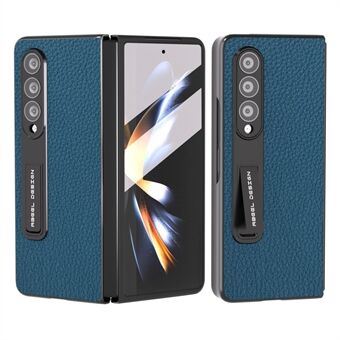 ABEEL For Samsung Galaxy Z Fold4 5G kuskinn + PC-støttetelefonveske Litchi Texture Anti- Scratch bakdeksel med herdet glassfilm