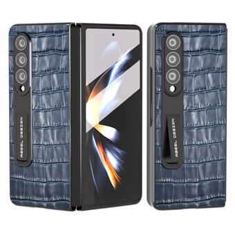 ABEEL For Samsung Galaxy Z Fold4 5G Crocodile Texture Kickstand Cover Kuskinn + PC-telefonveske med herdet glassfilm