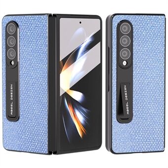 ABEEL For Samsung Galaxy Z Fold4 5G Kickstand telefonveske Rhinestone Texture PU-skinn PC-deksel med herdet glassfilm