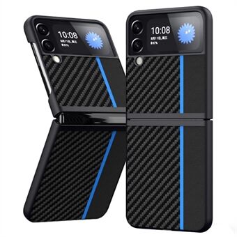 For Samsung Galaxy Z Flip4 5G Carbon Fiber Texture Spleising Matt Ultra-slankt bakdeksel Lær+PC Anti-slitasje telefonveske