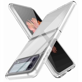 For Samsung Galaxy Z Flip4 5G Gjennomsiktig myk TPU-ramme + hardt PC-bakdeksel Anti-fingeravtrykk Gult-resistent telefondeksel
