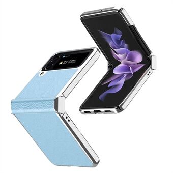 For Samsung Galaxy Z Flip4 5G Litchi Texture Metallramme PU-skinn + PC-bakdeksel Anti-fingeravtrykk telefondeksel