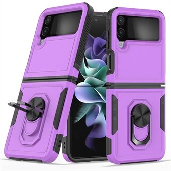 For Samsung Galaxy Z Flip4 5G Ring Kickstand Folding Case PC + TPU støtsikkert telefondeksel