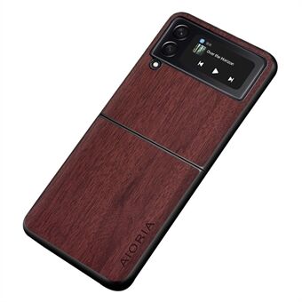 AIORIA For Samsung Galaxy Z Flip4 5G Retro Wood Texture PU-skinn + PC + TPU-telefonbeskyttelsesveske Anti- Scratch