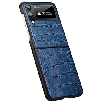 For Samsung Galaxy Z Flip4 5G Anti-dråpe Anti-slitasje Krokodille tekstur Ekte lær kuskinn skinnbelagt PC sammenleggbar mobiltelefonveske