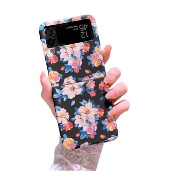 For Samsung Galaxy Z Flip4 5G Hard PC Blomstermønster Preg Matt Anti-fingeravtrykk lysende mobiltelefonveske