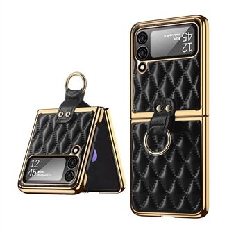 For Samsung Galaxy Z Flip4 5G Finger Ring Kickstand Design Rhombus Imprinted Electroplating Anti-fall Leather Coated PC Case with Tempered Glass Lens Film

For Samsung Galaxy Z Flip4 5G Finger Ring Kickstand Design, Rhombus Trykt Elektroplatering Anti-fal