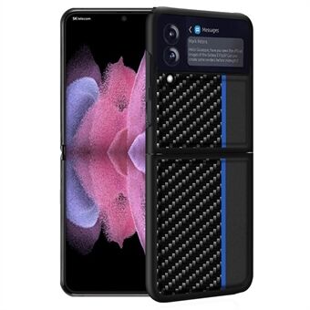For Samsung Galaxy Z Flip4 5G Karbonfiber Tekstur Skjøting Anti-fall Skinn+PC Mobiltelefonveske