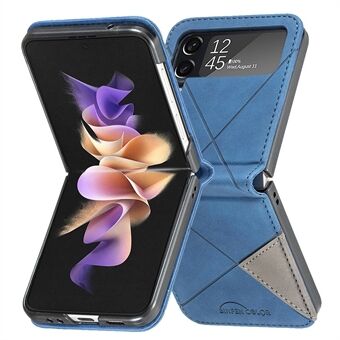 BINFEN COLOR PU-lærveske til Samsung Galaxy Z Flip4 5G telefondeksel med geometrisk påtrykt