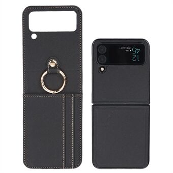 For Samsung Galaxy Z Flip4 5G Folding Cross Texture Magnetic Phone Case PU-skinn+PC-deksel med kortspor