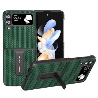 ABEEL For Samsung Galaxy Z Flip4 5G Kickstand Beskyttelsesdeksel Kuskinn Skinnbelagt PC-telefondeksel