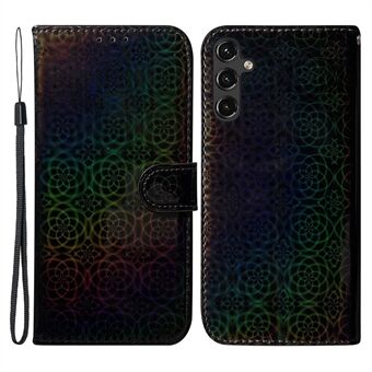 For Samsung Galaxy A14 5G blendende blomstermønster Stand lommebokveske PU skinn Full beskyttelse telefondeksel med stropp