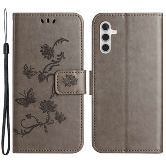 For Samsung Galaxy A14 5G / A14 4G Full beskyttelse Butterfly Flower Preget telefonveske PU-skinn + TPU Anti- Scratch Flip Wallet Stand Cover