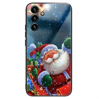 For Samsung Galaxy A14 5G Nydelig julemønsterutskrift TPU + herdet glass telefonbakdeksel Anti-dråpe anti- Scratch