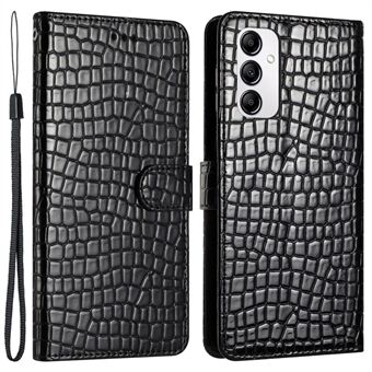 Stand for Samsung Galaxy A14 4G / 5G Crocodile Texture PU Lær telefonlommebokveske med håndstropp