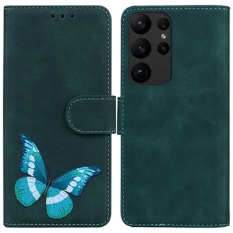For Samsung Galaxy S23 Ultra Butterfly Pattern Printing Flip-telefonveske Skin-touch PU- Stand fullt beskyttende deksel