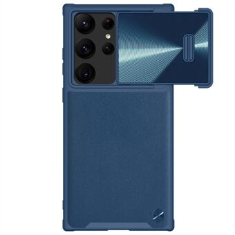 NILLKIN For Samsung Galaxy S23 Ultra støtsikkert telefondeksel Skyv kamerabeskyttelse PU-skinn+PC + TPU-telefondeksel