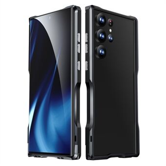 LUPHIE for Samsung Galaxy S23 Ultra Metal Frame Telefon Bakdeksel Beskyttende mobiltelefonveske