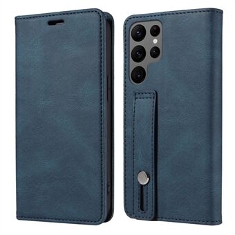 For Samsung Galaxy S23 Ultra Phone Cover Armbånd Lær Stand Veske Lommebok med magnetisk lukking