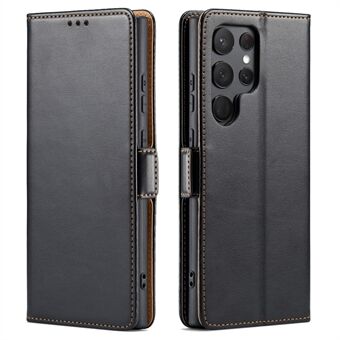 FIERRE SHANN for Samsung Galaxy S23 Ultra Mobiltelefon Stand Veske PU Lær lommebok telefondeksel