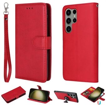 KT Leather Series-3 for Samsung Galaxy S23 Ultra Magnetic, avtagbar PU-lommebokveske Ensfarget Flip Stand Telefondeksel