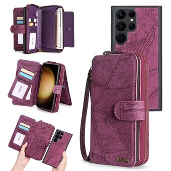 MEGSHI 004-seriens Stand for Samsung Galaxy S23 Ultra avtakbar lommebok med glidelås PU-skinn telefondeksel